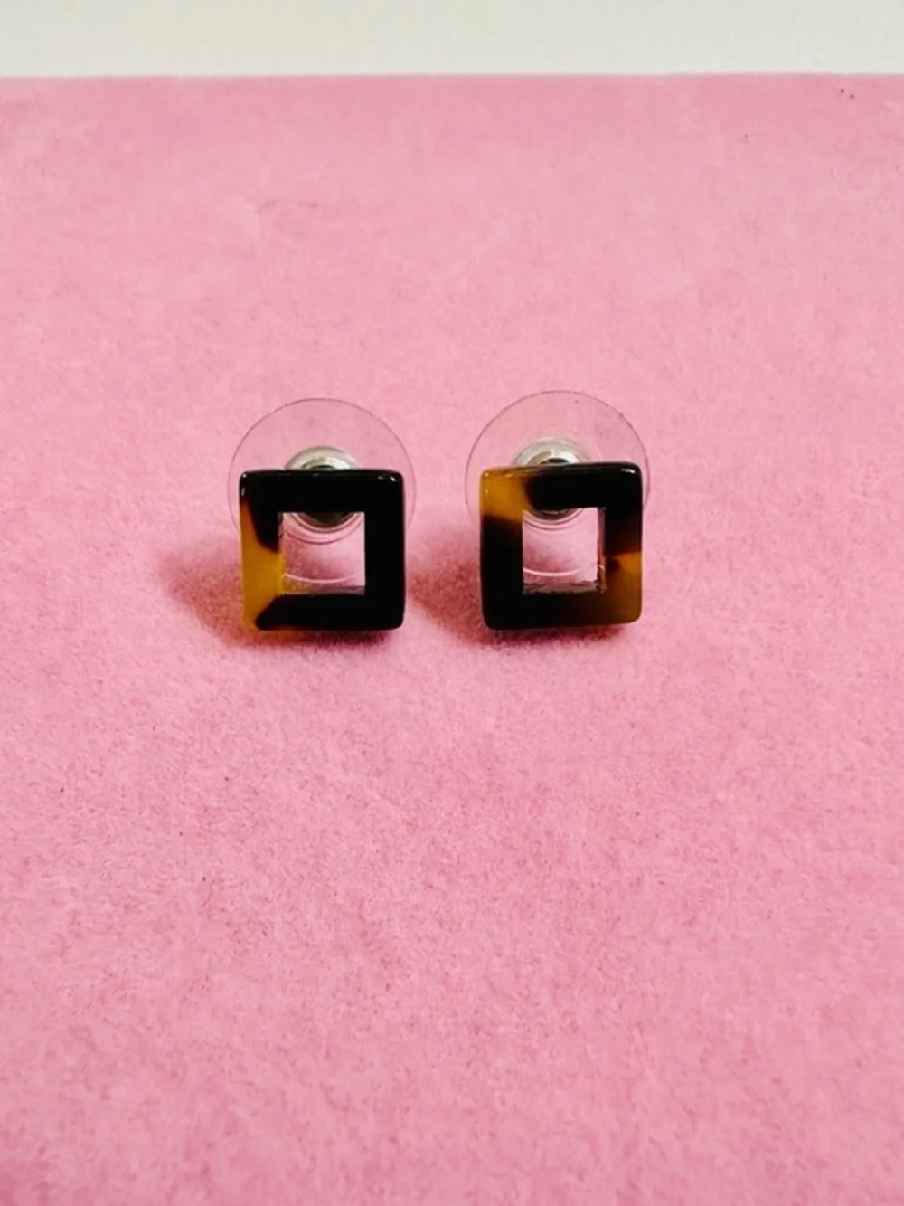 Tortoiseshell Square Cutout Stud Earrings